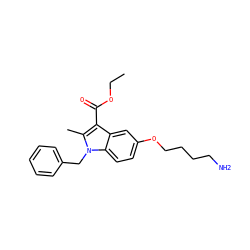 CCOC(=O)c1c(C)n(Cc2ccccc2)c2ccc(OCCCCN)cc12 ZINC000653737525