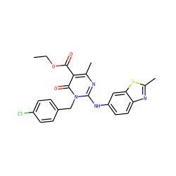 CCOC(=O)c1c(C)nc(Nc2ccc3nc(C)sc3c2)n(Cc2ccc(Cl)cc2)c1=O ZINC000204092838