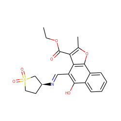 CCOC(=O)c1c(C)oc2c1c(/C=N/[C@H]1CCS(=O)(=O)C1)c(O)c1ccccc12 ZINC000013041475