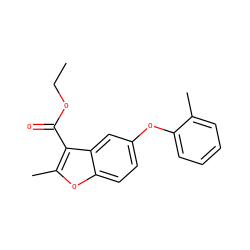 CCOC(=O)c1c(C)oc2ccc(Oc3ccccc3C)cc12 ZINC000169337517