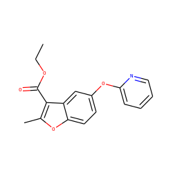 CCOC(=O)c1c(C)oc2ccc(Oc3ccccn3)cc12 ZINC000169337533