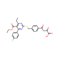 CCOC(=O)c1c(CC)nc(SCc2ccc(C(=O)CC(=O)C(=O)O)cc2)nc1-c1ccc(F)cc1 ZINC000653754852