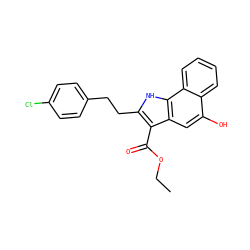 CCOC(=O)c1c(CCc2ccc(Cl)cc2)[nH]c2c1cc(O)c1ccccc12 ZINC000040411123