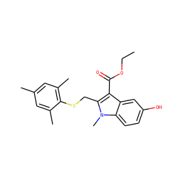 CCOC(=O)c1c(CSc2c(C)cc(C)cc2C)n(C)c2ccc(O)cc12 ZINC000169345894