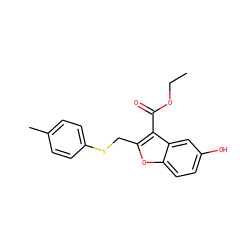 CCOC(=O)c1c(CSc2ccc(C)cc2)oc2ccc(O)cc12 ZINC000000495777
