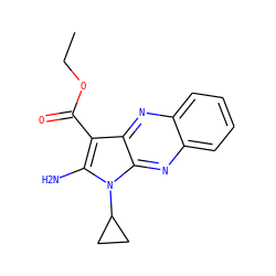 CCOC(=O)c1c(N)n(C2CC2)c2nc3ccccc3nc12 ZINC000000090141