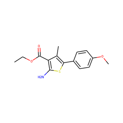 CCOC(=O)c1c(N)sc(-c2ccc(OC)cc2)c1C ZINC000002527455