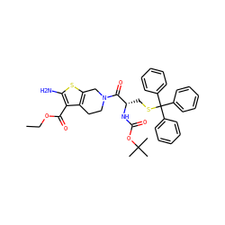 CCOC(=O)c1c(N)sc2c1CCN(C(=O)[C@H](CSC(c1ccccc1)(c1ccccc1)c1ccccc1)NC(=O)OC(C)(C)C)C2 ZINC000049774824