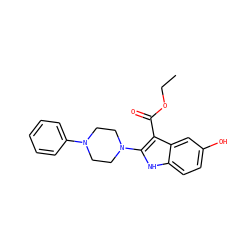 CCOC(=O)c1c(N2CCN(c3ccccc3)CC2)[nH]c2ccc(O)cc12 ZINC000014978434