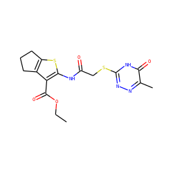 CCOC(=O)c1c(NC(=O)CSc2nnc(C)c(=O)[nH]2)sc2c1CCC2 ZINC000018094053