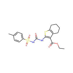 CCOC(=O)c1c(NC(=O)NS(=O)(=O)c2ccc(C)cc2)sc2c1CCCC2 ZINC000002235791