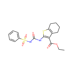 CCOC(=O)c1c(NC(=O)NS(=O)(=O)c2ccccc2)sc2c1CCCC2 ZINC000028565027