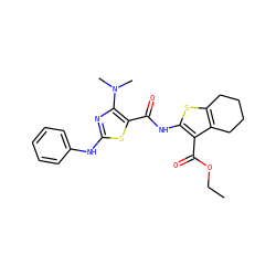 CCOC(=O)c1c(NC(=O)c2sc(Nc3ccccc3)nc2N(C)C)sc2c1CCCC2 ZINC000299857449