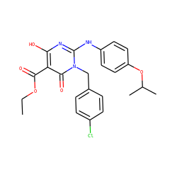 CCOC(=O)c1c(O)nc(Nc2ccc(OC(C)C)cc2)n(Cc2ccc(Cl)cc2)c1=O ZINC001772580225