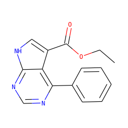 CCOC(=O)c1c[nH]c2ncnc(-c3ccccc3)c12 ZINC000206766654