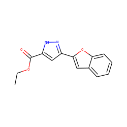 CCOC(=O)c1cc(-c2cc3ccccc3o2)n[nH]1 ZINC000005074978