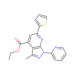 CCOC(=O)c1cc(-c2cccs2)nc2c1c(C)nn2-c1ccccn1 ZINC000012659548