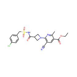 CCOC(=O)c1cc(C#N)c(N2CC(C(=O)NS(=O)(=O)Cc3ccc(Cl)cc3)C2)nc1C ZINC000034845289