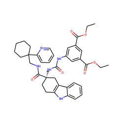 CCOC(=O)c1cc(NC(=O)N[C@@]2(C(=O)NCC3(c4ccccn4)CCCCC3)CCc3[nH]c4ccccc4c3C2)cc(C(=O)OCC)c1 ZINC000026834960