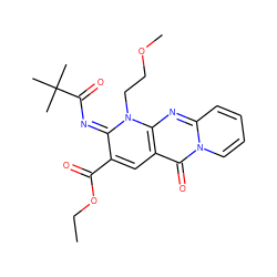 CCOC(=O)c1cc2c(=O)n3ccccc3nc2n(CCOC)/c1=N\C(=O)C(C)(C)C ZINC000101176682
