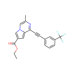 CCOC(=O)c1cc2c(C#Cc3cccc(C(F)(F)F)c3)nc(C)cn2c1 ZINC000029126058