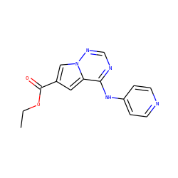 CCOC(=O)c1cc2c(Nc3ccncc3)ncnn2c1 ZINC000261508807