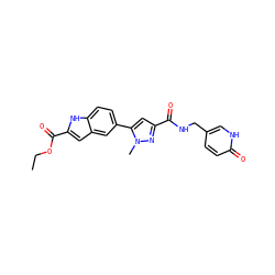 CCOC(=O)c1cc2cc(-c3cc(C(=O)NCc4ccc(=O)[nH]c4)nn3C)ccc2[nH]1 ZINC000082156773