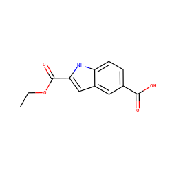 CCOC(=O)c1cc2cc(C(=O)O)ccc2[nH]1 ZINC000014985904