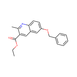 CCOC(=O)c1cc2cc(OCc3ccccc3)ccc2nc1C ZINC000000074256