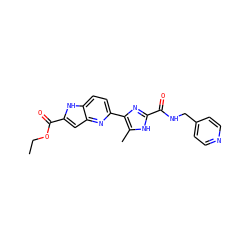 CCOC(=O)c1cc2nc(-c3nc(C(=O)NCc4ccncc4)[nH]c3C)ccc2[nH]1 ZINC000169703953