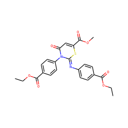 CCOC(=O)c1ccc(/N=c2\sc(C(=O)OC)cc(=O)n2-c2ccc(C(=O)OCC)cc2)cc1 ZINC000100163892