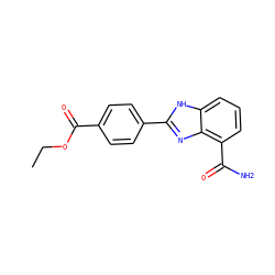CCOC(=O)c1ccc(-c2nc3c(C(N)=O)cccc3[nH]2)cc1 ZINC000013834551