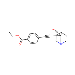CCOC(=O)c1ccc(C#C[C@]2(O)CN3CCC2CC3)cc1 ZINC000040823046