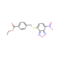 CCOC(=O)c1ccc(CSc2ccc([N+](=O)[O-])c3nonc23)cc1 ZINC000299819782
