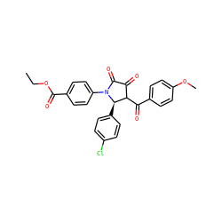 CCOC(=O)c1ccc(N2C(=O)C(=O)C(C(=O)c3ccc(OC)cc3)[C@H]2c2ccc(Cl)cc2)cc1 ZINC000008968571