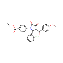 CCOC(=O)c1ccc(N2C(=O)C(=O)C(C(=O)c3ccc(OC)cc3)[C@H]2c2ccccc2Cl)cc1 ZINC000006195125