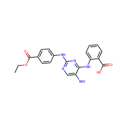 CCOC(=O)c1ccc(Nc2ncc(N)c(Nc3ccccc3C(=O)O)n2)cc1 ZINC000149024691