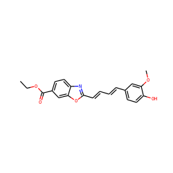 CCOC(=O)c1ccc2nc(/C=C/C=C/c3ccc(O)c(OC)c3)oc2c1 ZINC000027216187