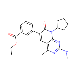 CCOC(=O)c1cccc(-c2cc3c(C)nc(NC)nc3n(C3CCCC3)c2=O)c1 ZINC000140283963