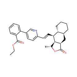 CCOC(=O)c1ccccc1-c1ccc(/C=C/[C@@H]2[C@@H]3[C@@H](C)OC(=O)[C@@H]3C[C@@H]3CCCC[C@H]32)nc1 ZINC000013673166