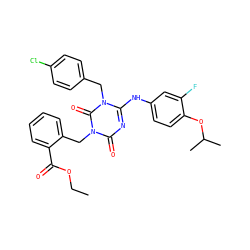 CCOC(=O)c1ccccc1Cn1c(=O)nc(Nc2ccc(OC(C)C)c(F)c2)n(Cc2ccc(Cl)cc2)c1=O ZINC000200525778