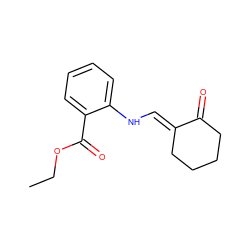 CCOC(=O)c1ccccc1N/C=C1\CCCCC1=O ZINC000101386574
