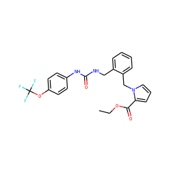 CCOC(=O)c1cccn1Cc1ccccc1CNC(=O)Nc1ccc(OC(F)(F)F)cc1 ZINC000095576853