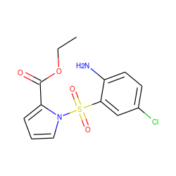 CCOC(=O)c1cccn1S(=O)(=O)c1cc(Cl)ccc1N ZINC000000006744