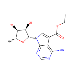 CCOC(=O)c1cn([C@@H]2O[C@H](C)[C@@H](O)[C@H]2O)c2ncnc(N)c12 ZINC000013809459
