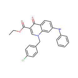 CCOC(=O)c1cn(Cc2ccc(Cl)cc2)c2cc(Nc3ccccc3)ccc2c1=O ZINC000204091626