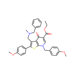 CCOC(=O)c1cn(Cc2ccc(OC)cc2)c2sc(-c3ccc(OC)cc3)c(CN(C)Cc3ccccc3)c2c1=O ZINC000036331616