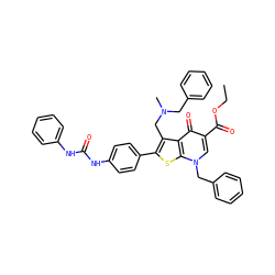 CCOC(=O)c1cn(Cc2ccccc2)c2sc(-c3ccc(NC(=O)Nc4ccccc4)cc3)c(CN(C)Cc3ccccc3)c2c1=O ZINC000049938350