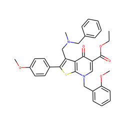 CCOC(=O)c1cn(Cc2ccccc2OC)c2sc(-c3ccc(OC)cc3)c(CN(C)Cc3ccccc3)c2c1=O ZINC000001543470