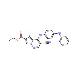 CCOC(=O)c1cn2ncc(C#N)c(Nc3ccc(Nc4ccccc4)cc3)c2c1C ZINC000028567987